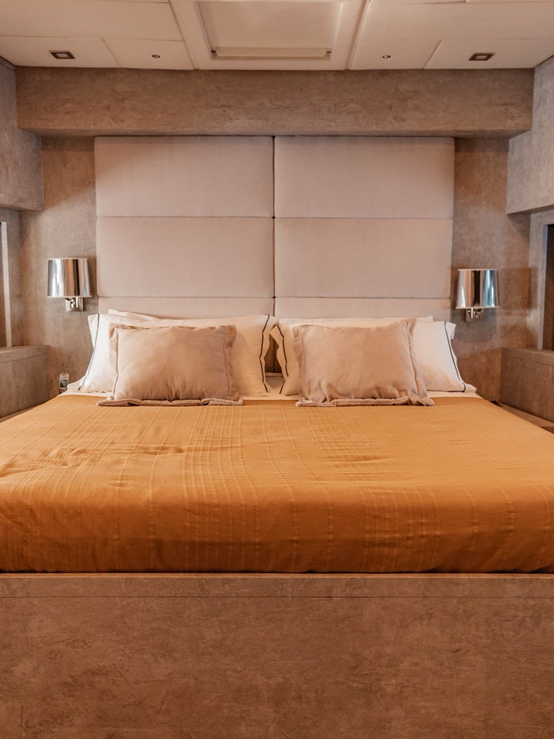 Calculator-style overlay on a yacht charter scene